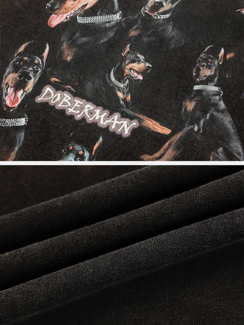 Noir  T Shirts Aelfric Eden Washed Doberman Graphique Tee - KVC-6516034